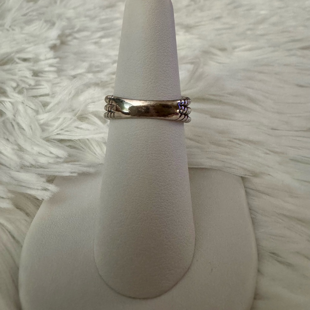 Blue Stone Triple-Stack Sterling Silver Ring - Picture 3 of 6